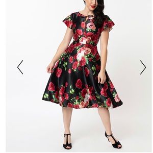 Unique Vintage Black & Red Formosa Dress so XS